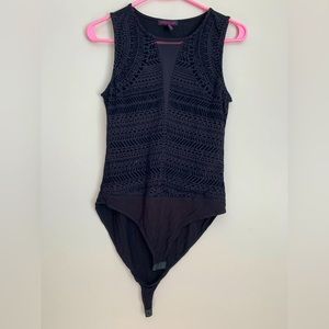 Black Cutout Mesh Bodysuit